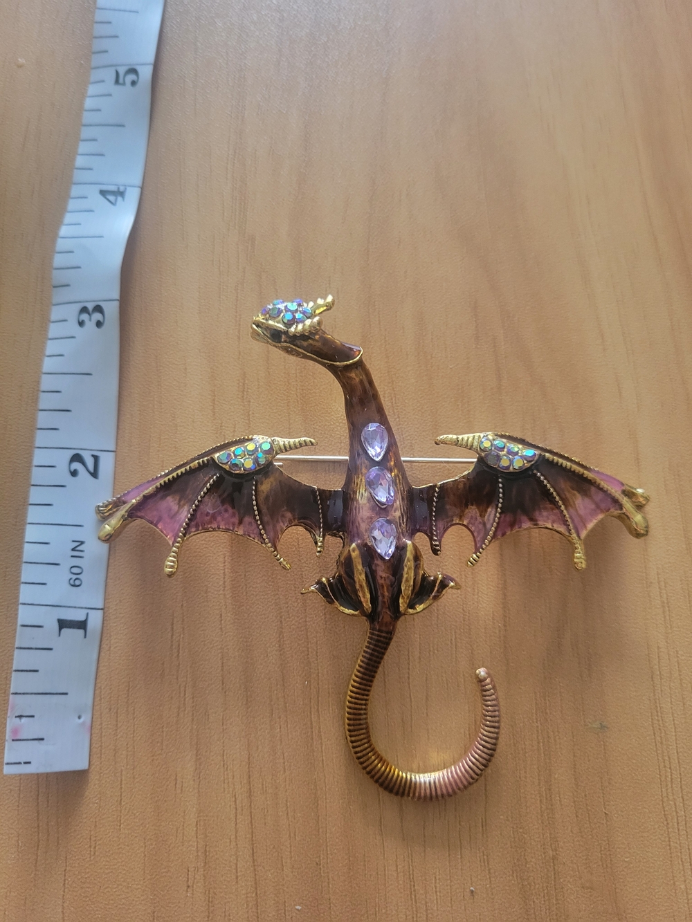 🧋NEW🧋Decorative Dragon Brooch Pin - Purple and Gold Accent